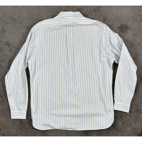 Ralph Lauren Men's XL White W/ Blue Stripes Button Down Long Sleeve Cotton Shirt - Picture 9 of 14